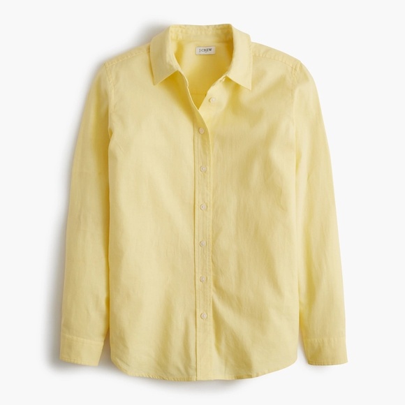 NWT!! J. CREW Factory Linen Blend Button-Up Shirt Top Solid Yellow X-Large - Picture 9 of 12